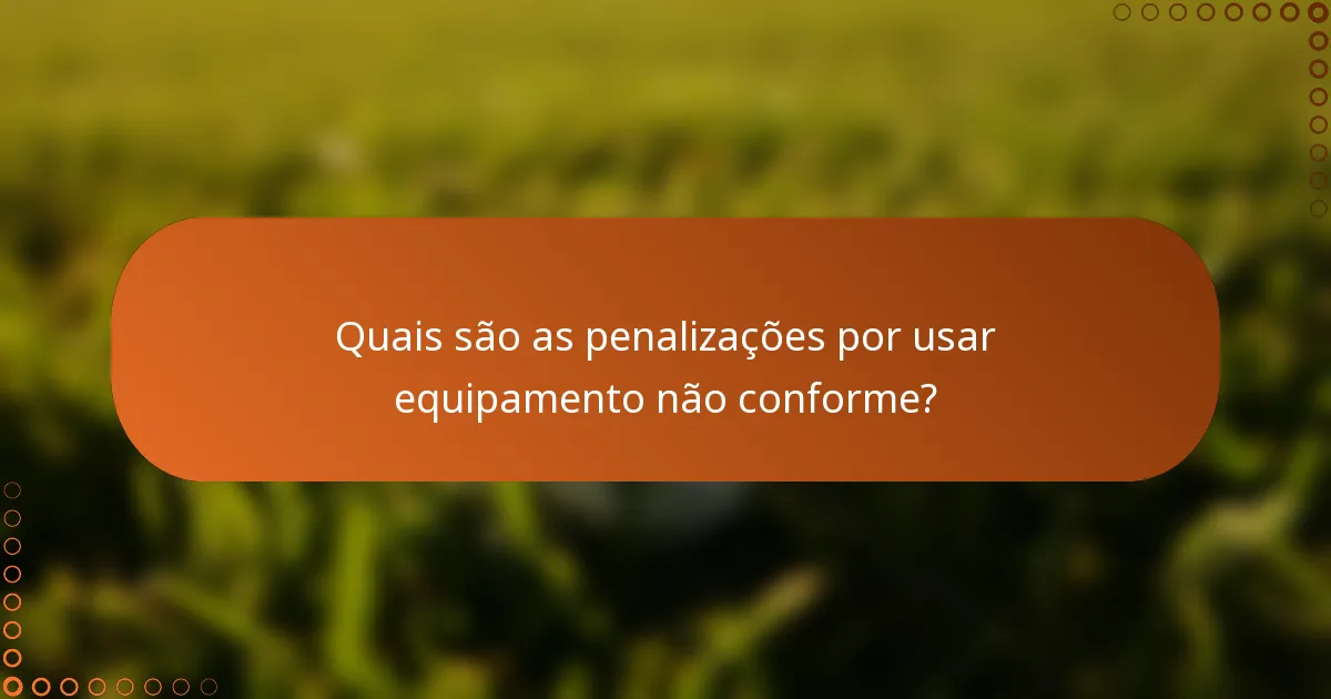 Quais são as penalizações por usar equipamento não conforme?